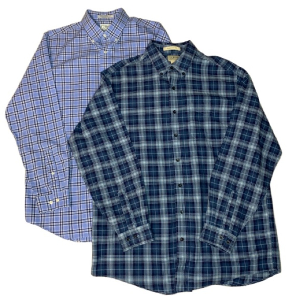 (2) LL Bean Traditional Fit/ Wrinkle Resistant LT